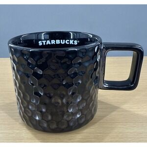 Starbucks 2019‎ Holiday Black Hammered Texture Mug 12 oz Coffee Cup